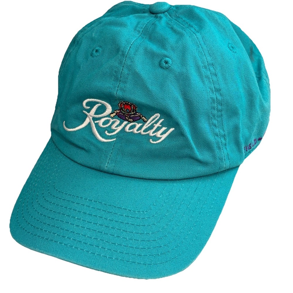Field Grade Royalty Strapback Hat Teal Blue Crown Embroidered Adjustable Cap